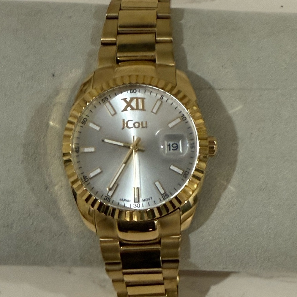Gold JCou Watch with Silver Dial